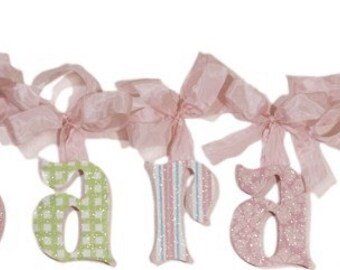 GLITTER and SPARKLE custom hand painted wooden wall letters hanging nursery letters