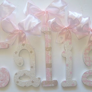 Custom Nursery Letters- Baby Girl Nursery Decor- GLITTERED Personalized Name- Wooden Hanging Letters - Nursery Wall Letters