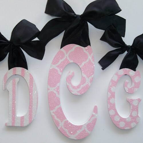 GLITTER and SPARKLE Custom Hand Painted Wooden Wall Letters Etsy