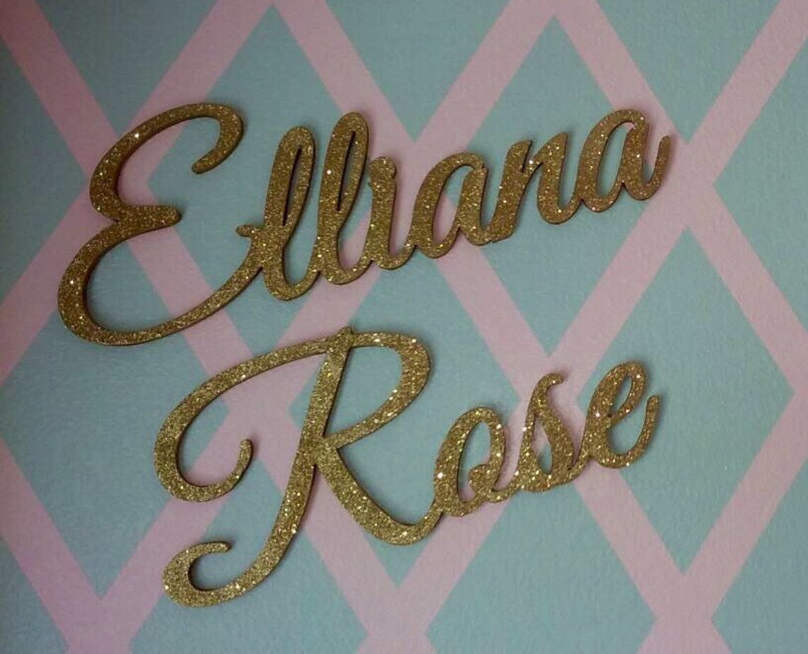 Gold Glitter Connected Wall Letters Wood Wall Decor Baby and Etsy
