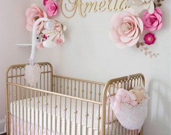 Baby Name Sign for Nursery Girl Wall Letters Wooden Letters Wall Decor Nursery Name Sign Wood Letters GLITTERED gold