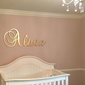 Gold Nursery Name Sign - Baby &  Kids Nursery Decor - Wall Letters for Boy and Girl Nursery - GLITTER Letters - Wood Letters - Nursery Decor