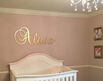 Gold Nursery Name Sign - Baby &  Kids Nursery Decor - Wall Letters for Boy and Girl Nursery - GLITTER Letters - Wood Letters - Nursery Decor