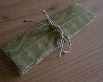 Bookmarks, Set of 3, Green, Cotton Batik