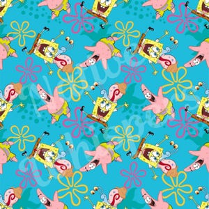 SpongeBob und Freunde Musterdesign Spaß Cartoon Digitales Papier Sofort-Download Hell und verspielt Kinder Design Bikini Bottom Party Design