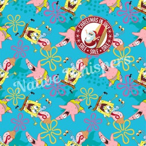 Bikini Bottom Friends Seamless Pattern Fun Cartoon Digital Paper Instant Download Bright and Playful Kids Design Bikini Bottom Party Design