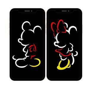 Minimalist Mickey and Minnie Phone Wallpapers Mickey Silhouette Hintergrund Cute Disney Line Art Mickey Pop Art Disney Minimalism
