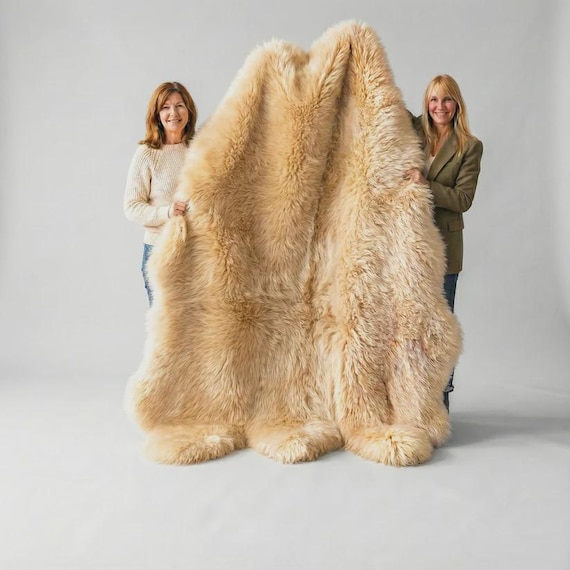 Real Australian Sheepskin Rug Gift For Ladies Natural Fur Rug Champagne Sheepskin Rug Large Sheepskin Area Rug Gift for Home Decor Carpet