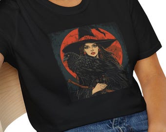 Witch and Raven T-Shirt | Gothic Halloween Tee