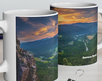 Ceramiczny kubek do kawy Seneca Rocks WV: prezent dla miłośnika malowniczej przyrody