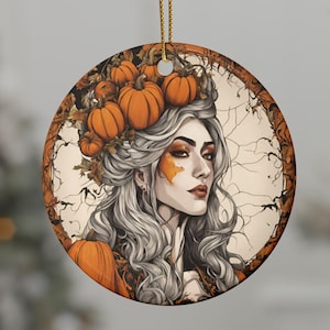 Queen of Halloween Ceramic Ornament: Spooky Fall Decor