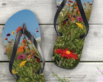 Wildflower Field Flip Flops: Floral Summer Sandals
