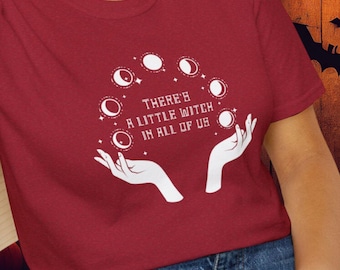 Camiseta con gráficos de las fases lunares de brujas - Camiseta bohemia de Halloween