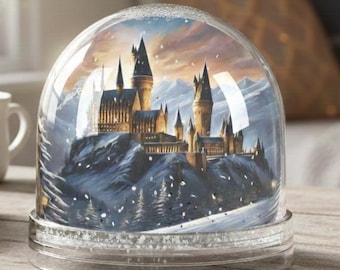 Magische Zauberschloss Schneekugel | Winterszene mit Schneeeule Snow Dome