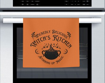 Pano de prato Wicked Delicious Kitchen Witch | Pano de cozinha assustador e presente de decoração para casa para bruxas