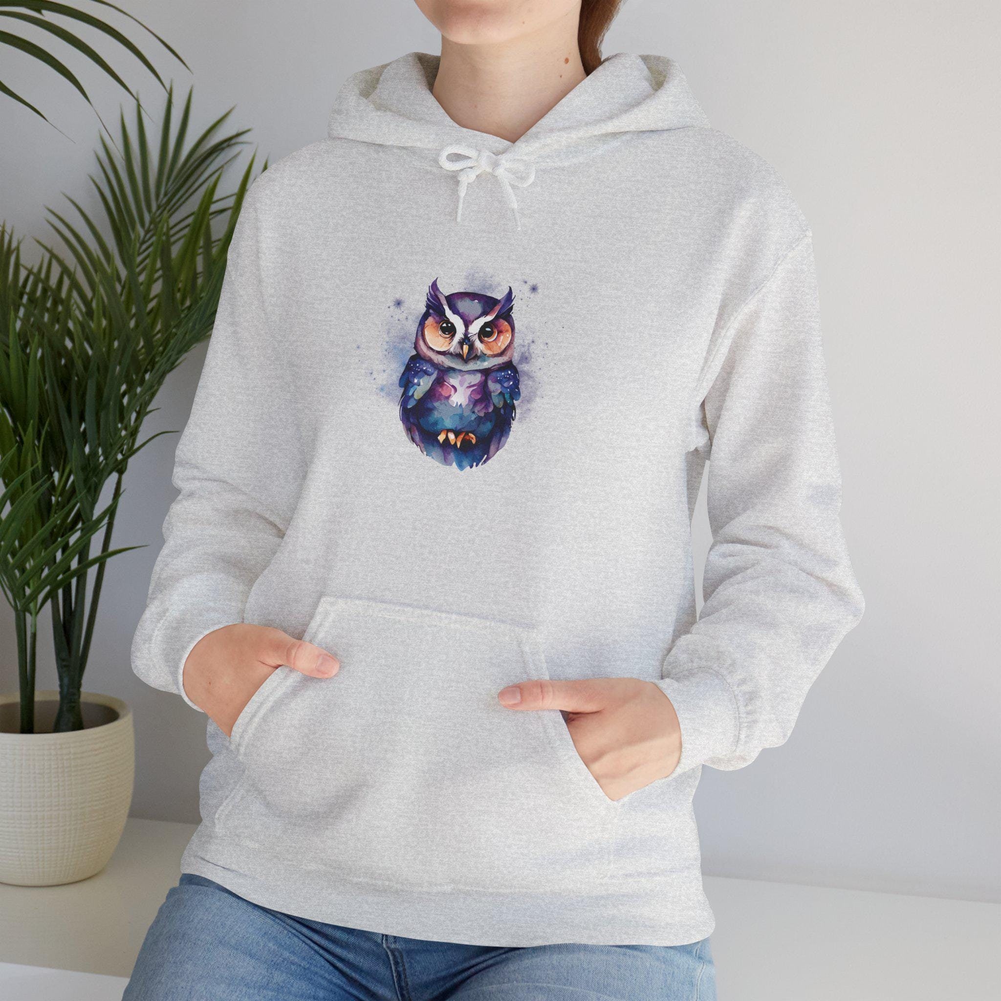 Watercolor Owl Hoodie | Cozy Unisex Sweatshirt