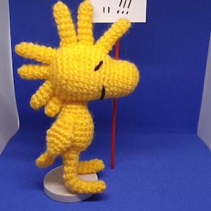 Woodstock Amigurumi – Pelúcia de pássaro Peanuts, amigo Snoopy feito à mão, brinquedo de crochê amarelo fofo, presente para fãs de quadrinhos