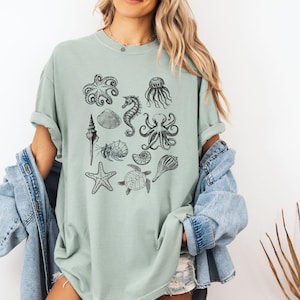 Vintage Sea Animals Comfort Colors Tee: Beach Ocean Lover Shirt