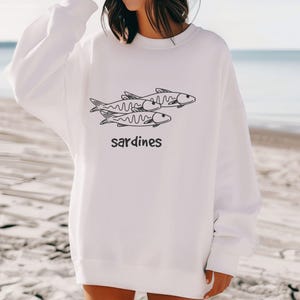 Sardine Sweatshirt, Coastal Fisherman Shirt, Oversized Fish Sweatshirt, Unisex Sweatshirt, Crewneck Pullover, Fisherman Gift, Nautical
