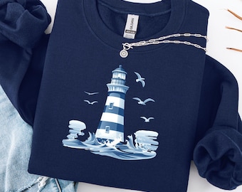 Nautical Lighthouse Sweatshirt: Coastal Fisherman Gift