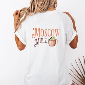 Moscow Mule Back Print T-shirt, Comfort Colors Tee for Men & Women, Unisex Garment-Dyed Shirt, Retro Drink Inspired Apparel, Vintage Style