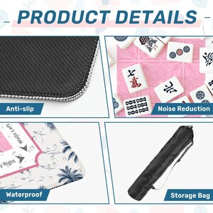 Pink Coastal Mahjong Mat with Directions, Palm Beach Preppy Game Mat image 6
