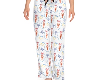 Lobster Pajama Pants: Coquette Nautical Loungewear, Soft Polyester