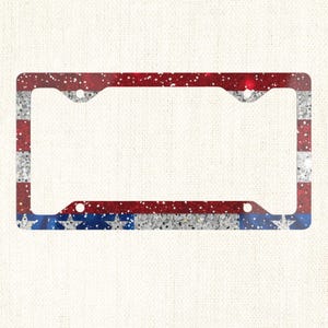 Patriotic License Plate Frame, Fourth of July Car Decoration, American Flag Auto Accessory, USA Independence Day Gift, Red White Blue Car
