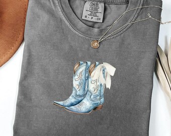 Coastal Cowgirl Boots Comfort Colors Tee: Western Fashion