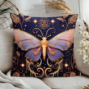Butterfly Faux Suede Pillow: Bohemian Home Decor Accent