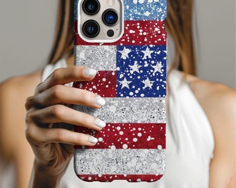 Sparkly American Flag iPhone Case: Patriotic 4th of July Magsafe Cover