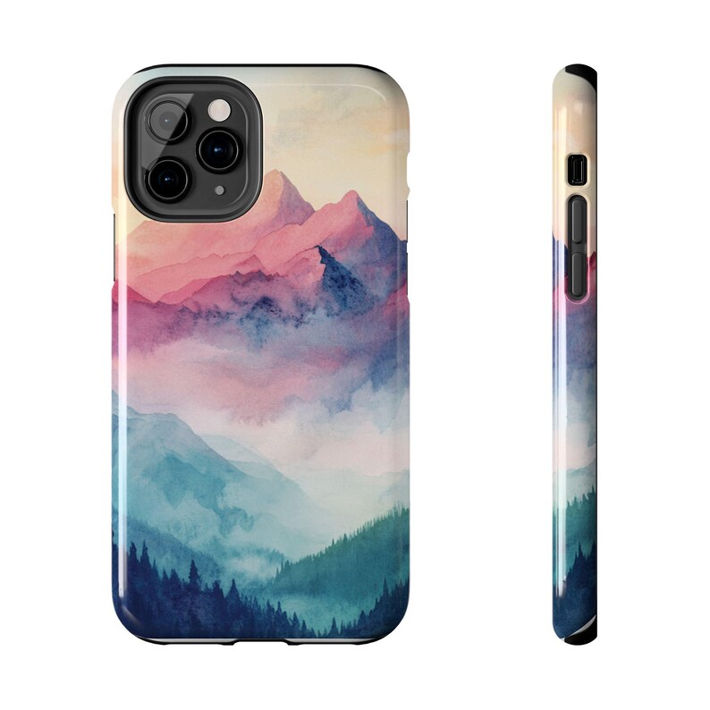 Watercolor Mountain iPhone Case: Protective Nature Lover Gift that's impact-resistant image 3