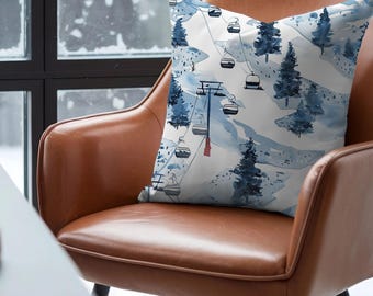 Faux Suede Ski Lift Pillow Cover | Winter Cabin Decor