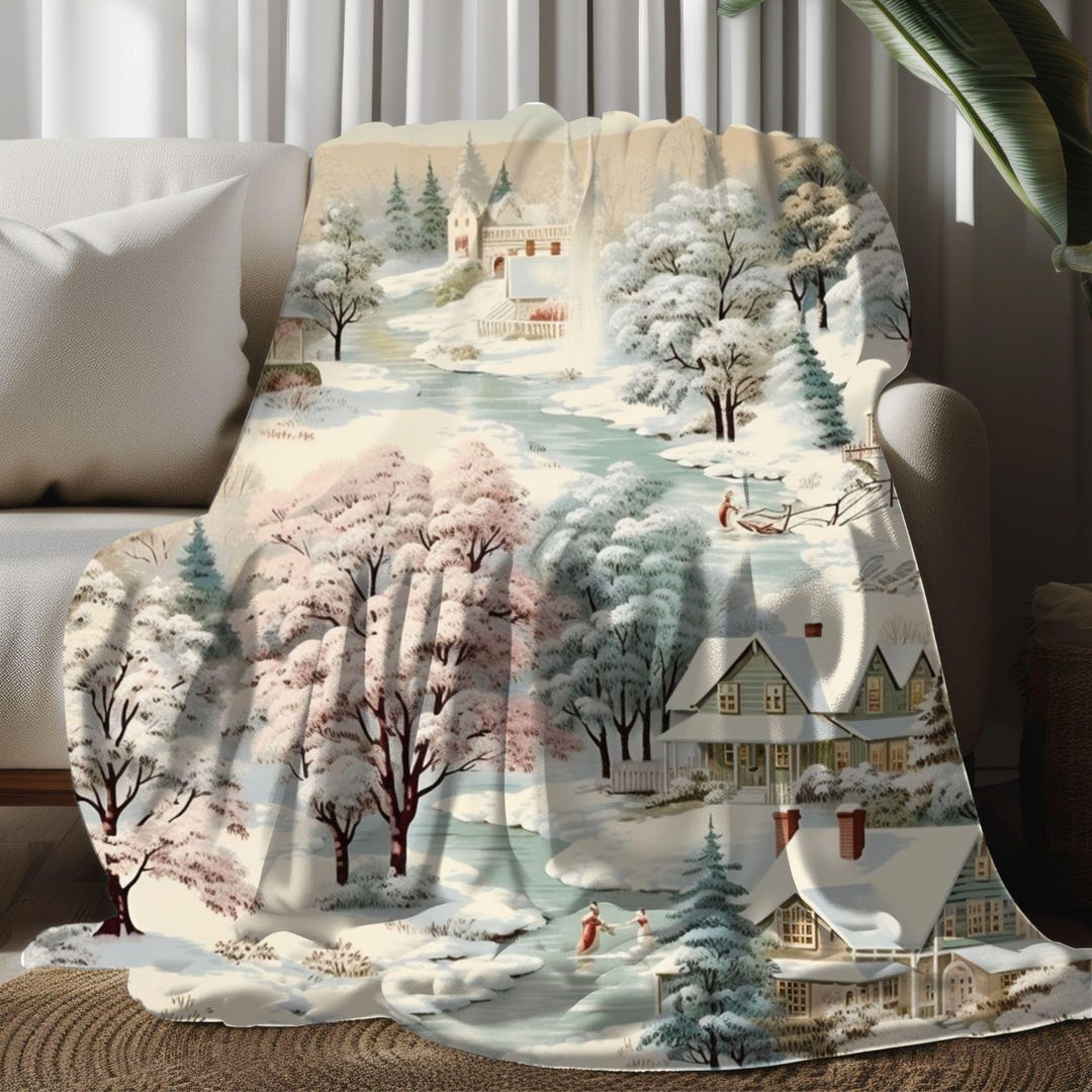 Cozy Village Christmas Quilted Blanket NCU0NT090