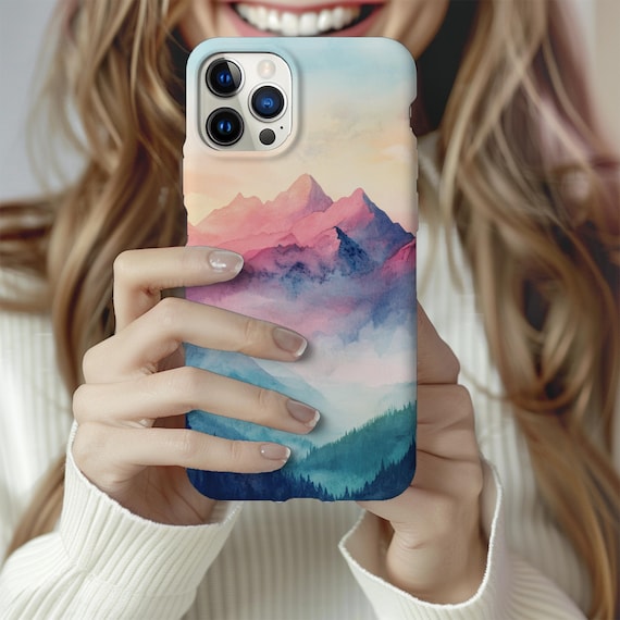 Watercolor Mountain iPhone Case: Protective Nature Lover Gift that's impact-resistant