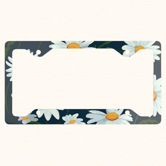 License Plate Frame Daisy 1pc Metal License Plate Frame Cover Daisies Car Front License  Plate Frame Novelty Car Plate Frame Automotive Temu