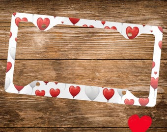 Valentine's Day Heart Balloon License Plate Frame, Girly Car Accessory