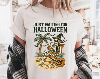 Summerween Skeleton Graphic T-Shirt: Funny Halloween Vibes