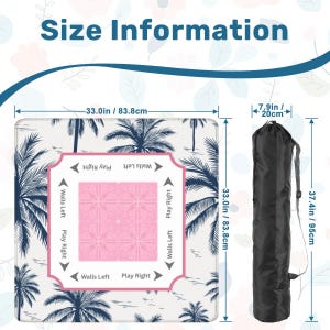Mahjong mat product details showing thickness options, soft neoprene material, non-slip backing, and smooth gameplay surface.