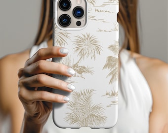 Beige Palm Tree iPhone Case: Tropical Magnetic Tough Cover