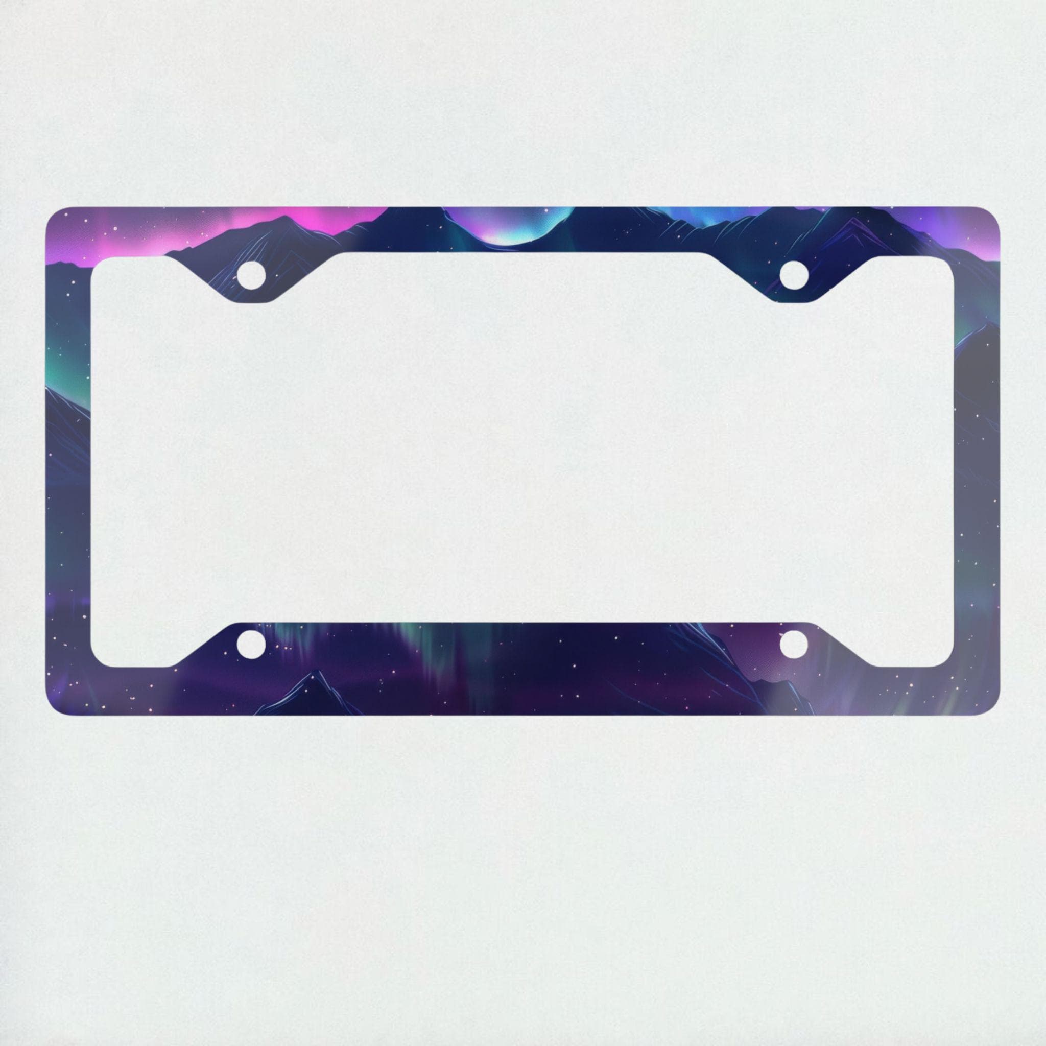 Northern Lights Mountain License Plate Frame: Adventure Car Decor