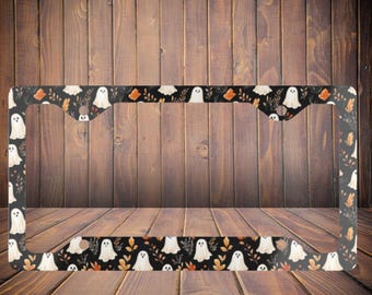 Spooky Ghost License Plate Frame: Halloween Car Decor