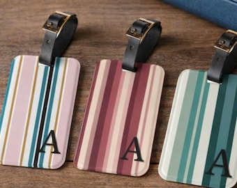 Personalized Striped Luggage Tag | Custom Initial Travel Accessory