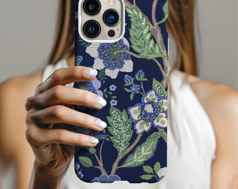 Floral Cottagecore iPhone Case: Green & Blue Tough Protective Cover
