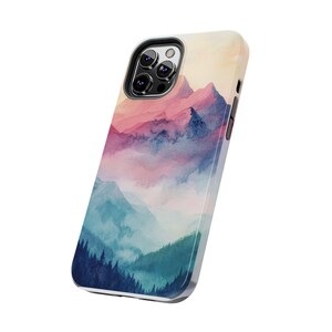 Watercolor Mountain iPhone Case: Protective Nature Lover Gift that's impact-resistant image 4