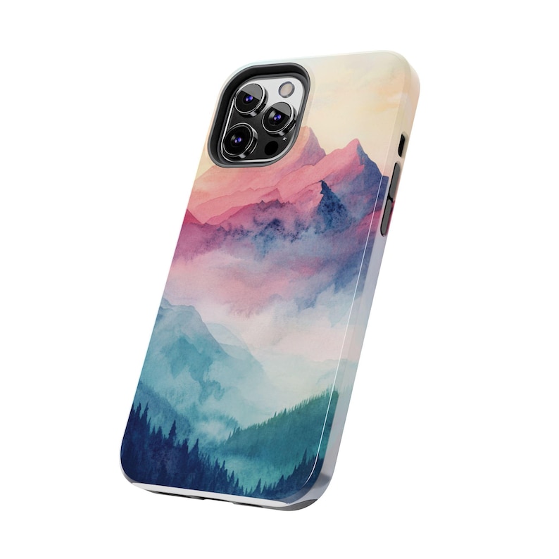 Watercolor Mountain iPhone Case: Protective Nature Lover Gift that's impact-resistant image 4