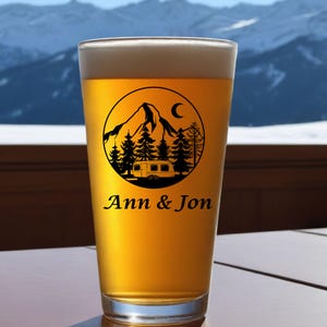 Personalized Camping Pint Glass: Mountain Adventure Beer Mug