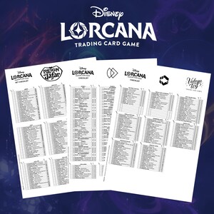 Disney Lorcana Reign of Jafar (set 8) + promotiechecklist zwart-wit ~ lijst met digitale downloadkaarten