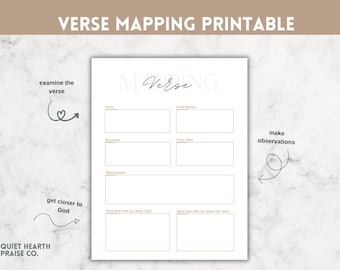 Verse Mapping Printable | Elegant Modern Bible Study Worksheet | Women’s Scripture Study Tool