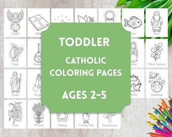 Toddler Catholic ABC Coloring Pages | Preschool Faith Learning (Digital Download)